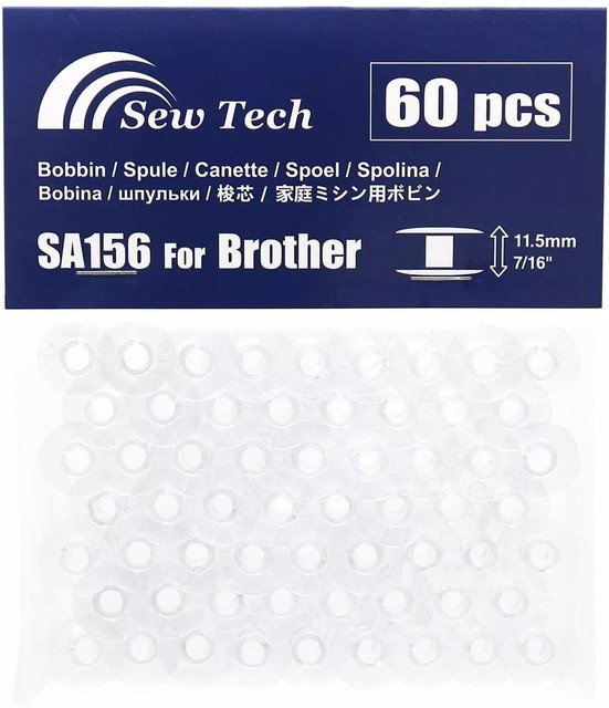 Sew Tech 60pcs SA156 Bobbins for Brother Sewing Machine XM2701 CS6000i  CS7000i GX37 XR3774 CS5055PRW XR9550PRW